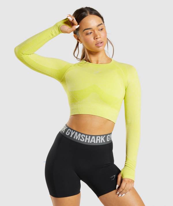 Damske Crop Top Gymshark Flex Sports Long Sleeve Žlté | QD2159687